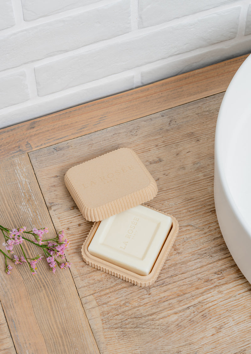 Boîte beige pour savon solide La Rosée