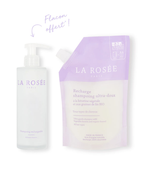 Duo Recharge shampoing ultra-doux et son flacon rechargeable