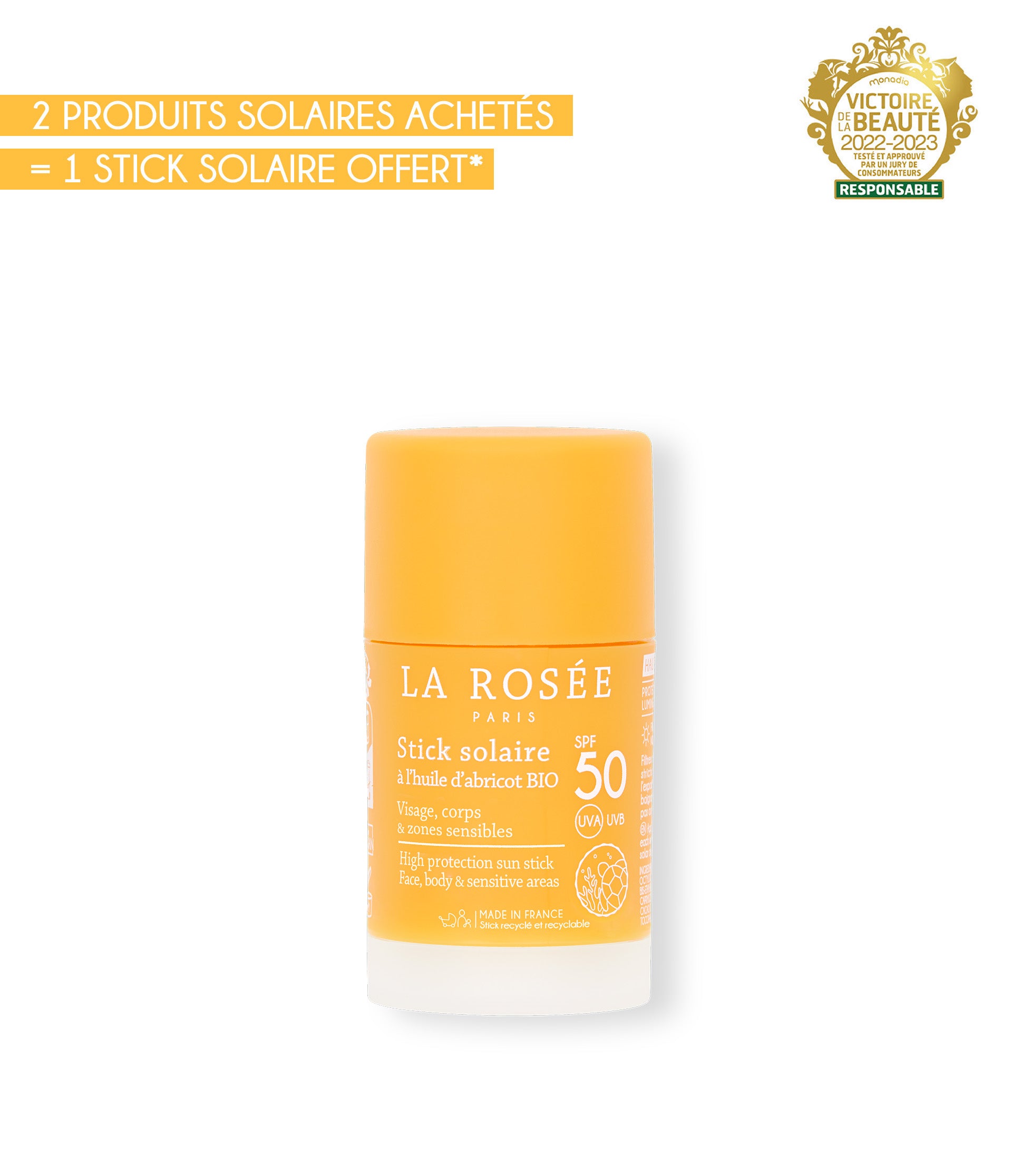 Stick solaire SPF 50 visage et zones sensibles