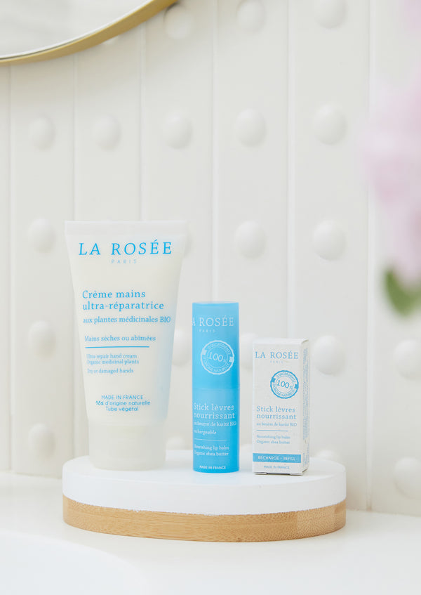 Trio Crème mains, Stick lèvres & sa recharge