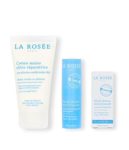 Trio Crème mains, Stick lèvres & sa recharge